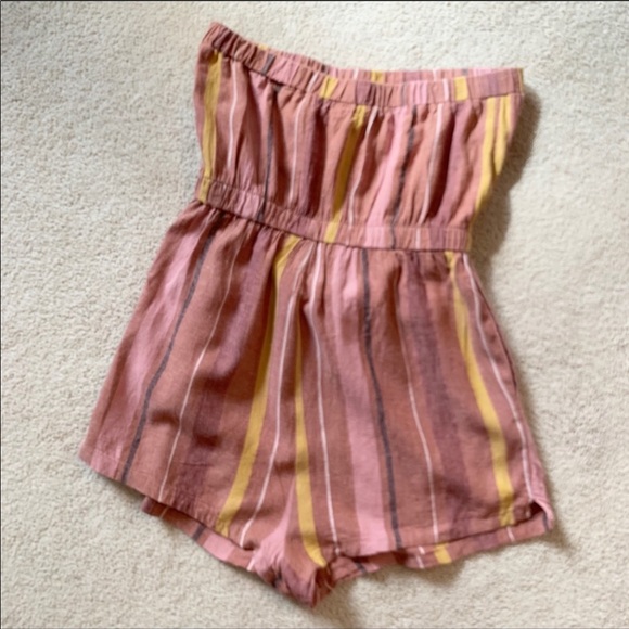 Urban Outfitters Striped Pink Linen Tube Romper S - Picture 5 of 7